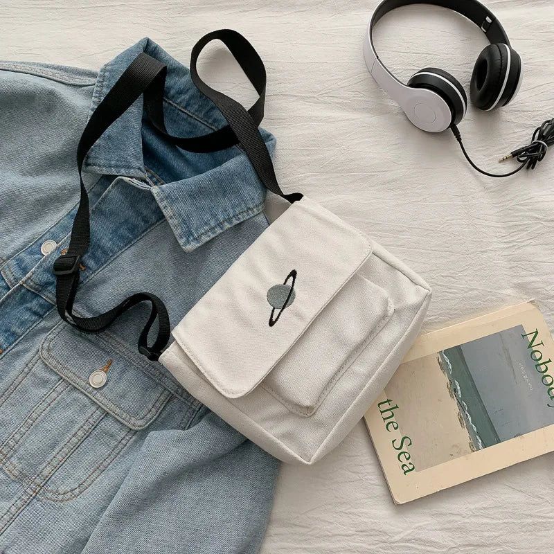 Casual Collage Student Messenger Bag Women Small Bag Canvas Shoulder Bag For Women Print Crossbody Bags Bolsas Sac - Tasawoq