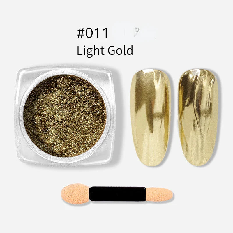 Nail Art Mirror Glitter Powder Rose Gold Silver Metallic Effect Nail Glitters For Nails UV Gel Polish Nails Chrome Pigment Decor - Tasawoq