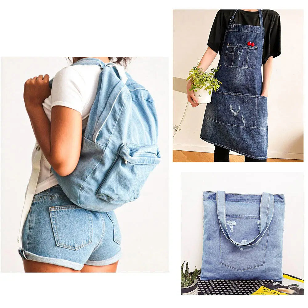 Vintage Cotton Blue Denim Fabric Light Thin Soft Cloth for DIY Dolls Clothing Jeans Dress Bag Cap Apron Crafts Manual Material - Tasawoq