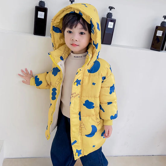 New Girls Boys Down Jacket Winter Coats Children Clothes Hooded Windbreaker Coat For Kids 2-7 Years Cotton Warm Outerwear - Tasawoq