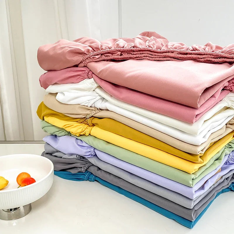 Double Bed Sheets Couple Elastic Fitted Sheet Microfiber Ultra-Soft Hotel Luxury Mattresses cover Queen single king Size - Tasawoq