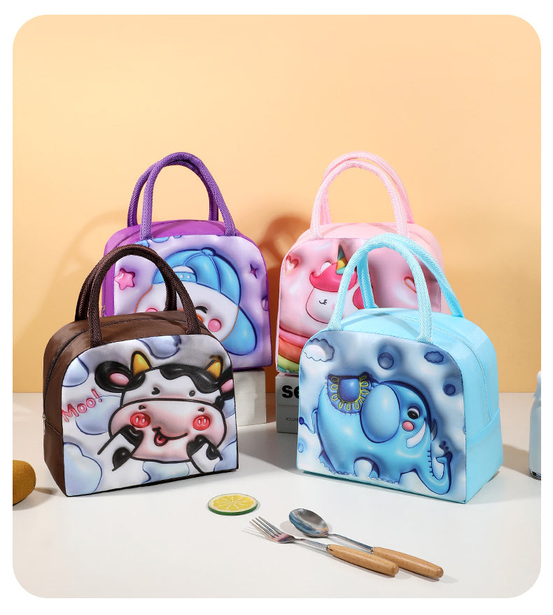 3D Cartoon Lunch Bag Insulated Thermal Food Portable Lunch Box Functional Food Picnic Lunch Bags for Women Kids