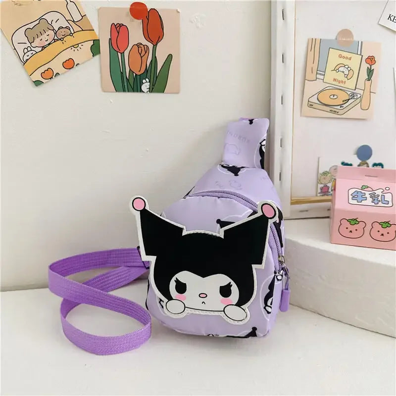 Kawaii Sanrio Hello Kitty Chest Bag Crossbody Bags Kuromi My Melody Cinnamoroll Messenger Shoulder Handbag for Women Toys Girls - Tasawoq