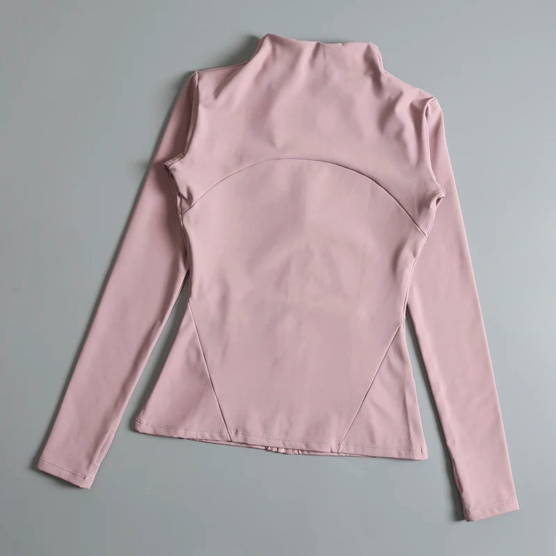 New yoga wear ladies coat round high elastic loose exercise yoga fitness long sleeve stand-up collar yoga tops - Tasawoq