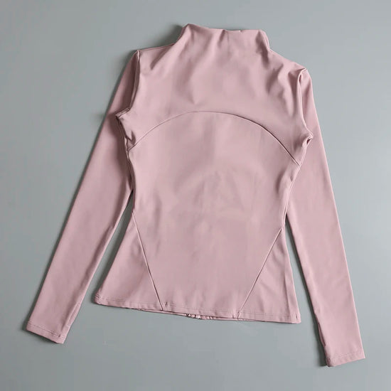 New yoga wear ladies coat round high elastic loose exercise yoga fitness long sleeve stand-up collar yoga tops - Tasawoq