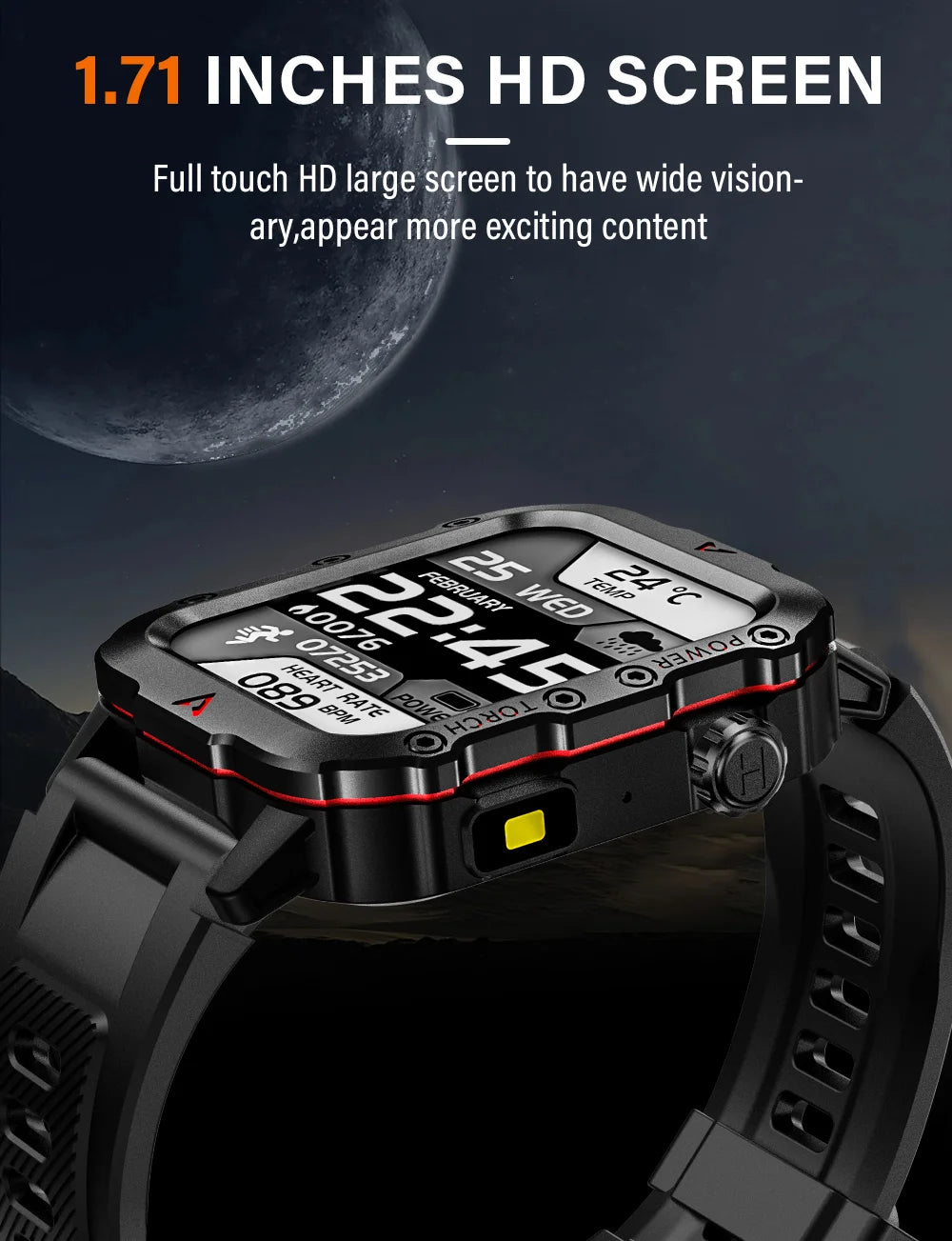LAXASFIT 2024 Outdoor Military Men's Smart Watch Bluetooth Talk Sports Heart Rate Monitor Smart Watch Android IOS - Tasawoq