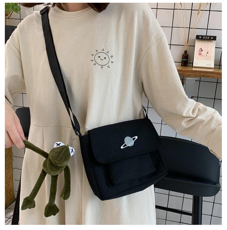Casual Collage Student Messenger Bag Women Small Bag Canvas Shoulder Bag For Women Print Crossbody Bags Bolsas Sac - Tasawoq