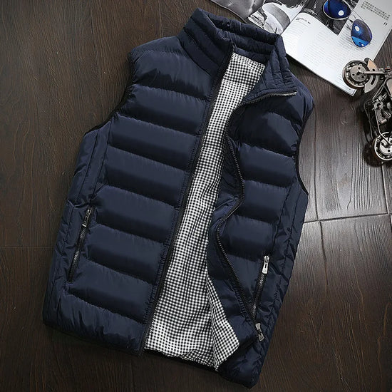 Men Vest Windproof Vest Men Jacket Sleeveless Vest Winter Jacket Casual Coat Men down Cotton Warm Thicken Waistcoat thick gilet - Tasawoq