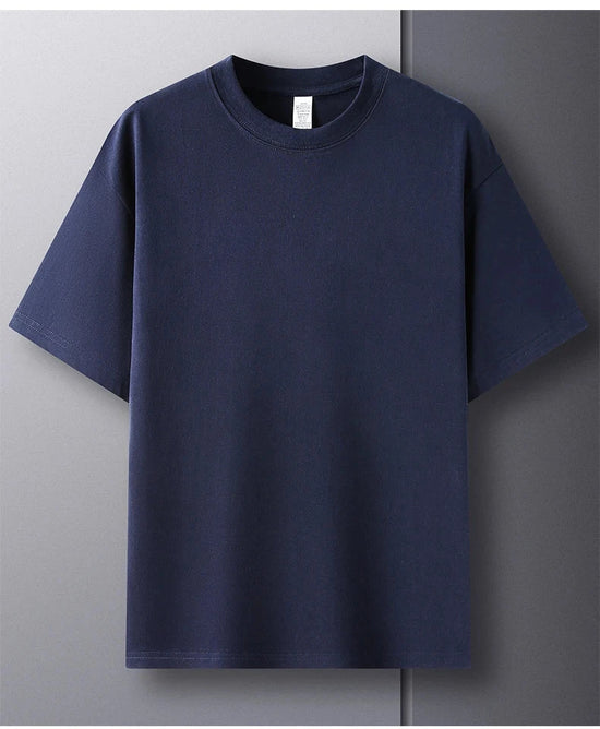 100% pure cotton summer high-end brand men's short sleeve round neck fashionable style half sleeved top breathable T-shirt - Tasawoq