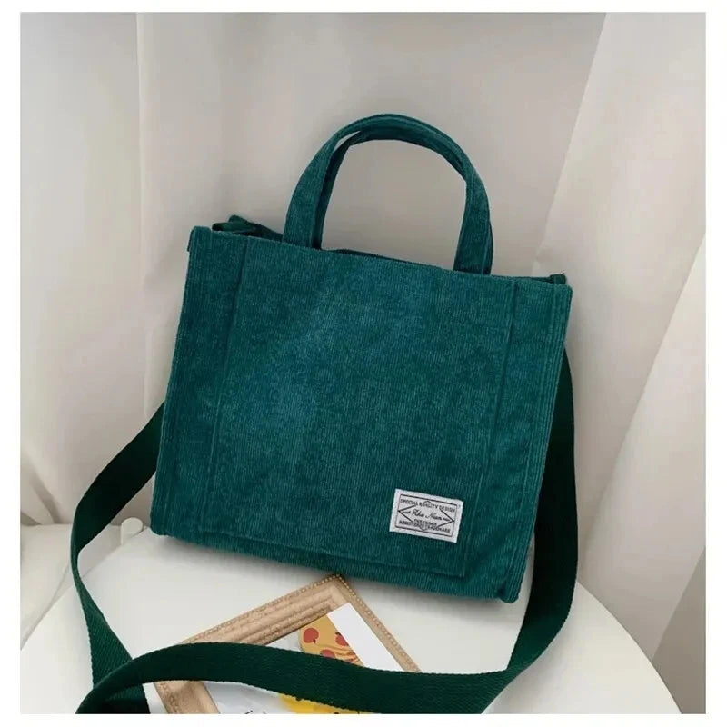 Women Handbag Simple Corduroy Portable Large Capacity HandBag Ins Fashion Trend Small Square Handbag Single Shoulder Bags - Tasawoq