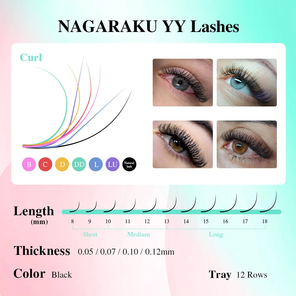 NAGARAKU YY Shape Double/Three Split Tips Triple Top Interlaced Root Eyelash Extensions Eyelashes - Tasawoq