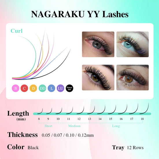 NAGARAKU YY Shape Double/Three Split Tips Triple Top Interlaced Root Eyelash Extensions Eyelashes - Tasawoq