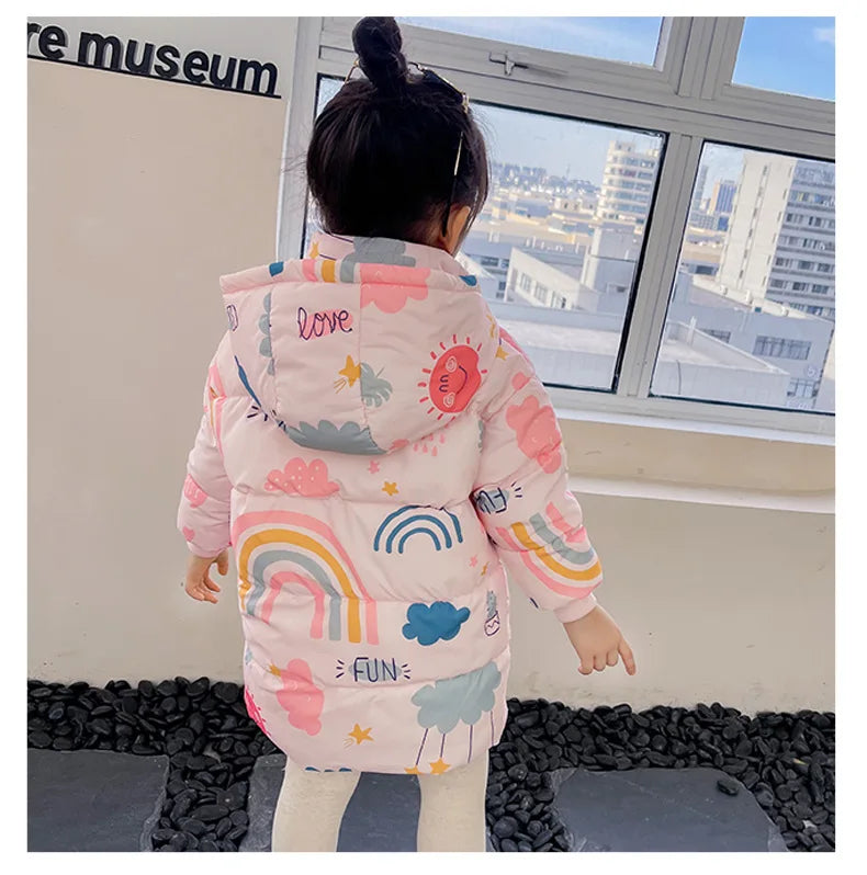 New Girls Boys Down Jacket Winter Coats Children Clothes Hooded Windbreaker Coat For Kids 2-7 Years Cotton Warm Outerwear - Tasawoq