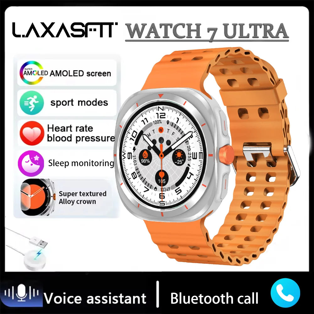 LAXASFIT Watch 7 Ultra Smartwatch Bluetooth Talk HD AMOLED Screen Fitness Tracker Health Monitoring Smartwatch for Android IOS - Tasawoq