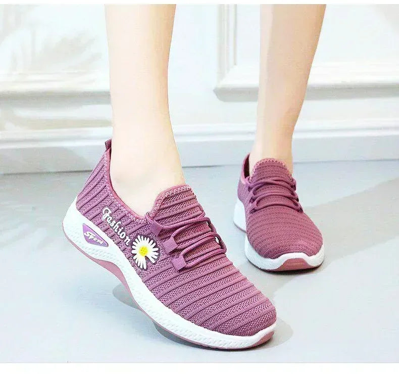 Adult sneakers, women's light running shoes, net shoes, comfortable soft soled sneakers, women's breathable casual single shoes - Tasawoq
