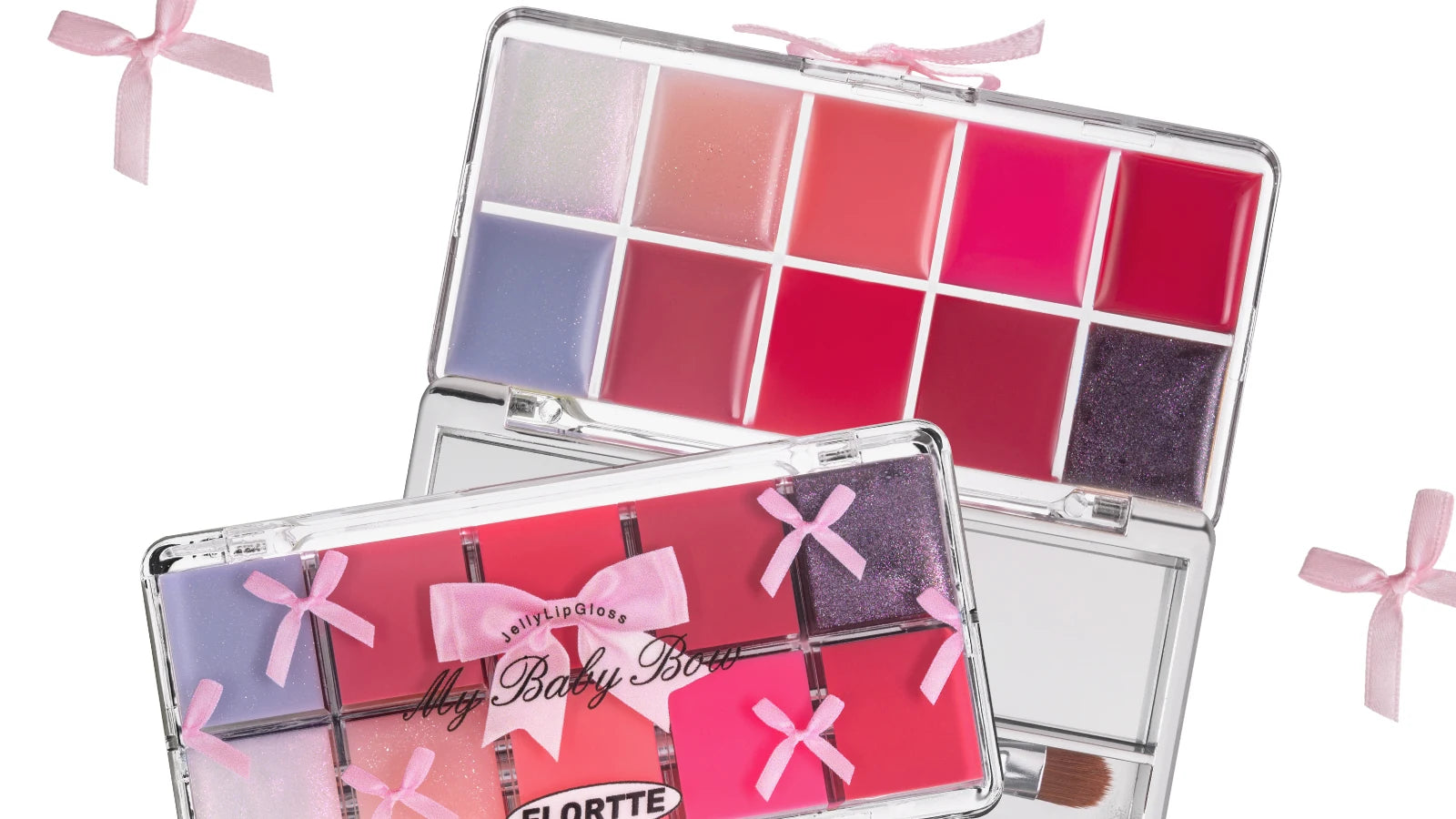 FLORTTE & My Baby Bow 10-color jell ylip gloss palette lipstick lip glaze - Tasawoq