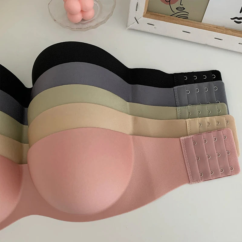 FINETOO Front Closure Sexy Push Up Bra Women Invisible Bras Underwear Lingerie For Female Brassiere Strapless Seamless Bralette - Tasawoq
