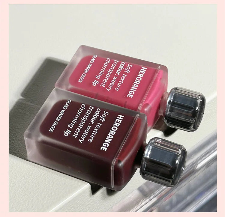 Lightly Glass Water Gloss Herorange Lip Glaze Mirror Moisturizing Plump Lips Not Easy To Stick To The Cup Long-Lasting Makeup - Tasawoq