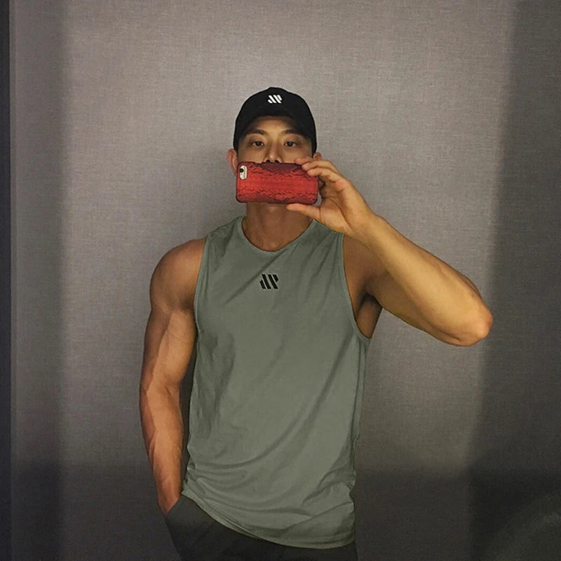 Men's tank top Summer thin running exercise fitness training vest for men Loose breathable mesh quick drying T-shirt for men - Tasawoq