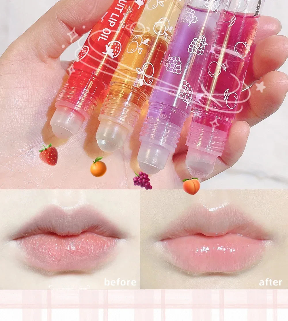 Roll-On Lip Oil, Moisturizing and Hydrating Lip Gloss, Nourishing Lip Balm Liquid for Smooth and Soft Lips, Long-Lasting Shine - Tasawoq