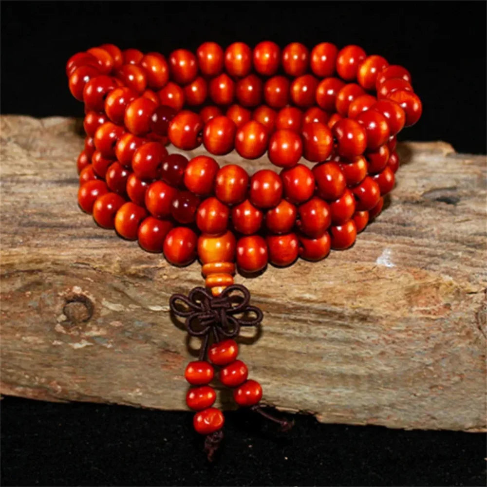 Natural Sandalwood Bracelet Men Buddhist Buddha Meditation Bead Bracelet For Women Prayer 108 Beads Rosary Hanging Decoration - Tasawoq