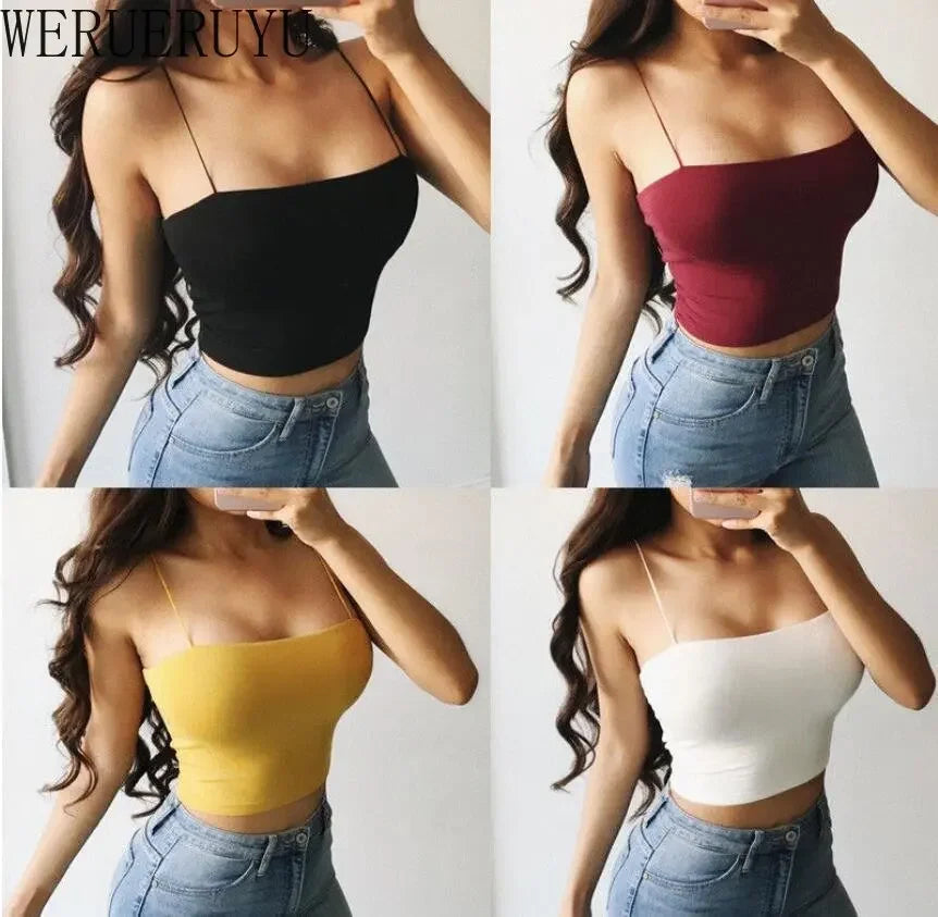 Sexy Sleeveless Vest Corset Crop Top Women Aesthetic Clothing Summer Y2k Streetwear White Black Yellow Red Tank Top for Womens - Tasawoq