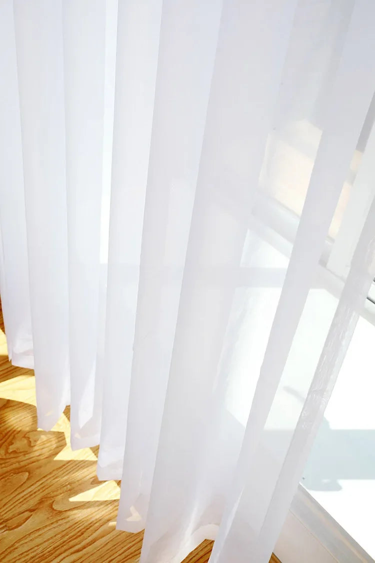 Custom Size White Sheer Curtains For Living Room Window Transparent Tulle Curtain Wedding Drapes Home Decor - Tasawoq