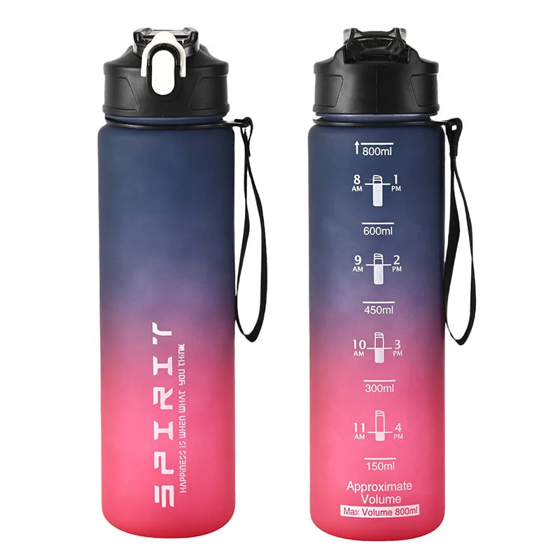 1PCS 800ML Large Capacity Sports Water Bottle Leak Proof Colorful Plastic Cup Drinking Outdoor Travel Portable Gym Fitness Jugs - Tasawoq
