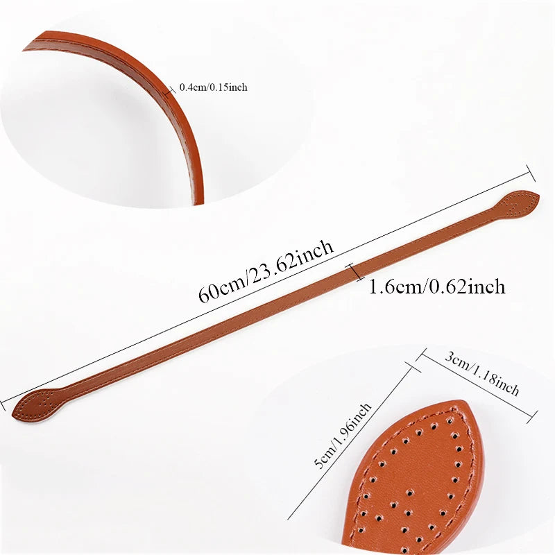 2Pcs 60cm PU Leather Bag Handle Shoulder Bag Strap Replacement Handbag Belt Straps DIY For DIY Women Handmade Bag Accessories - Tasawoq
