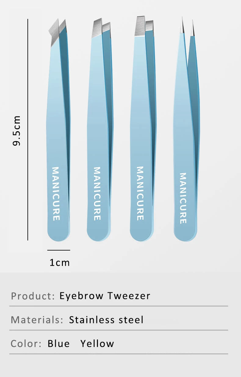 Colorful Eyebrow Tweezer Hair Beauty Fine Hairs Puller Stainless Steel Slanted Eye Brow Clips Removal Makeup Tools - Tasawoq