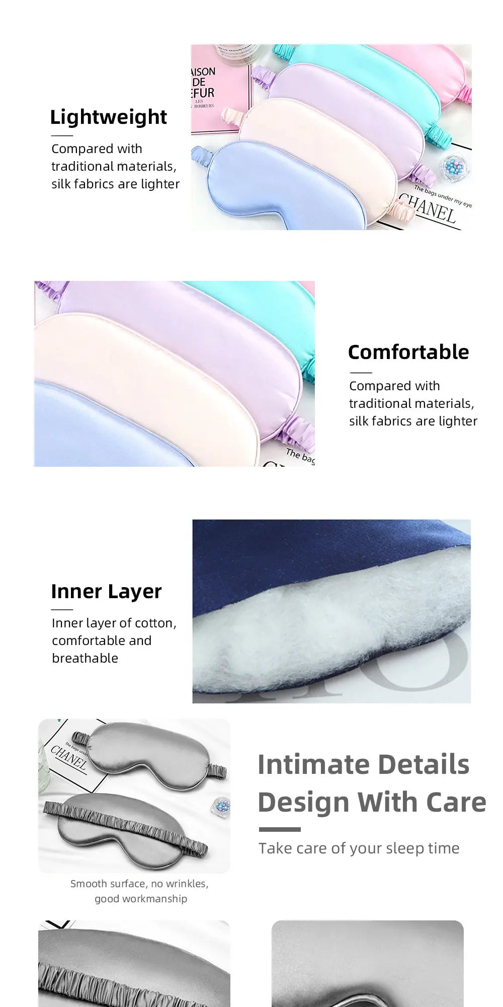 Imitated Silk Eye Patch Shading Sleep Eye Mask Eyepatch Travel Relax Cover Eyeshade Health Sleeping Shield Soft Eye Care Tools - Tasawoq