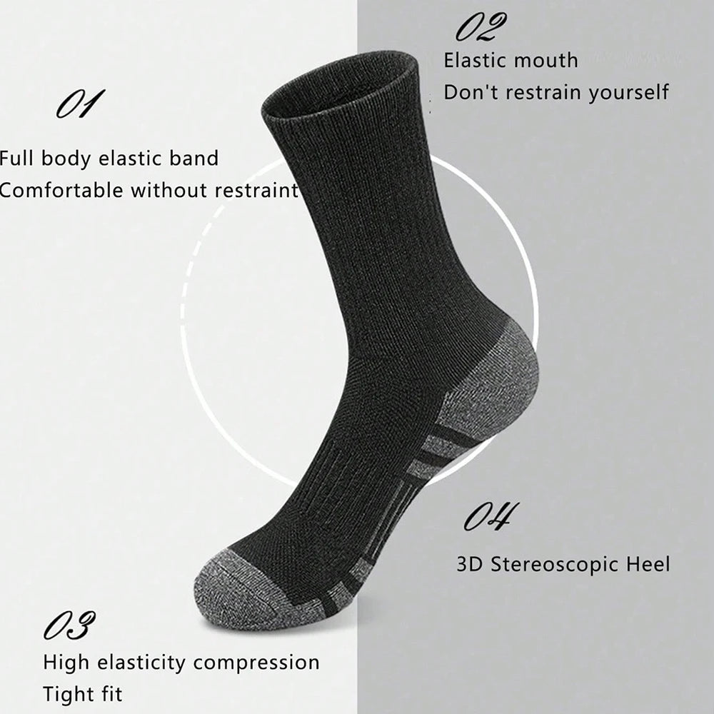 3 Pairs Men's Outdoor Gym Socks High Quality Comfortable Soft Ground-Gripping Football Large Size New Style - Tasawoq