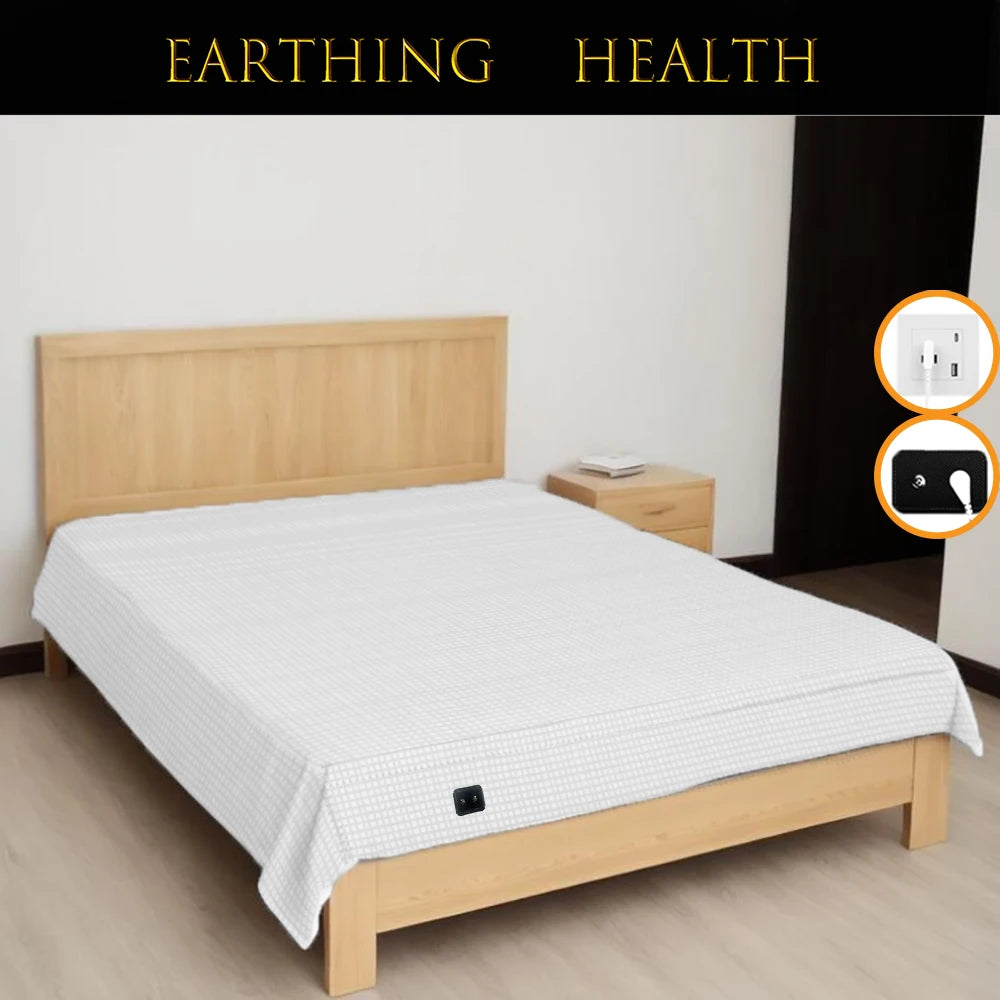 10% Silver Fiber Flat Bedsheet with Earthing Cord Conductive Antistatic Health Protection Sheet Grounded Release Stress - Tasawoq