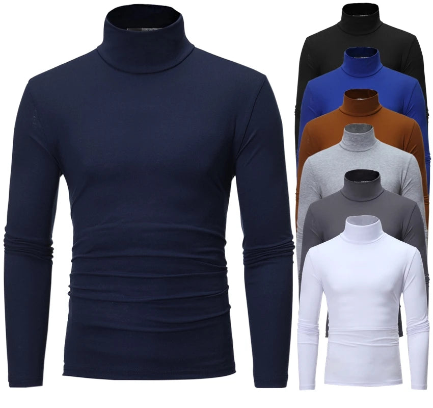 Thermal Underwear Tops Men Winter Clothes Thermal Shirt Autumn Men's Winter Tights High Neck Thin Slim Fit Long Sleeve T-shirt - Tasawoq