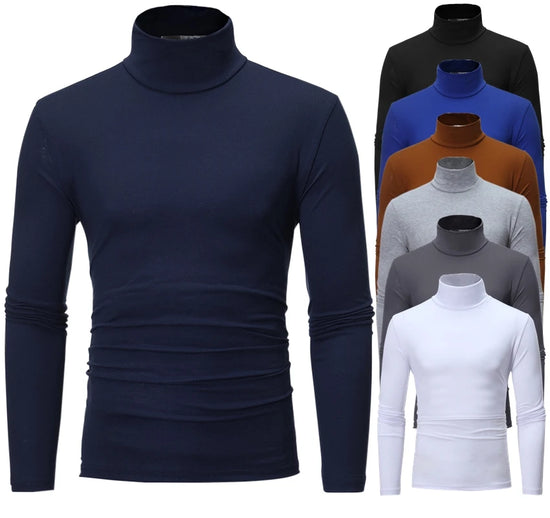 Thermal Underwear Tops Men Winter Clothes Thermal Shirt Autumn Men's Winter Tights High Neck Thin Slim Fit Long Sleeve T-shirt - Tasawoq