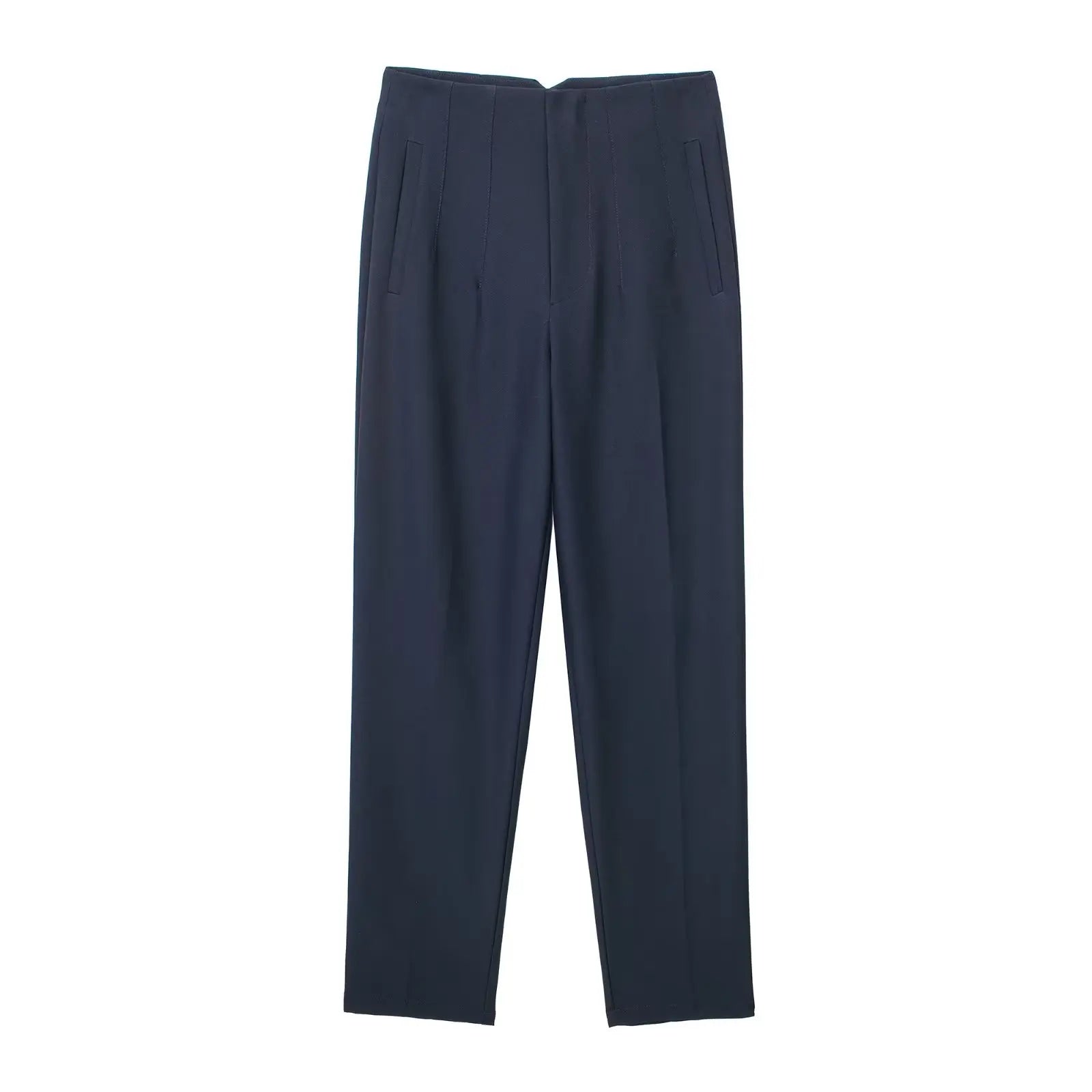 Willshela Women Fashion Straight Pants High Waist Front Zipper Trousers Vintage Full Length Female Chic Lady - Tasawoq