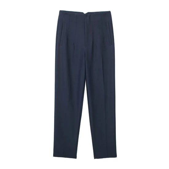 Willshela Women Fashion Straight Pants High Waist Front Zipper Trousers Vintage Full Length Female Chic Lady - Tasawoq