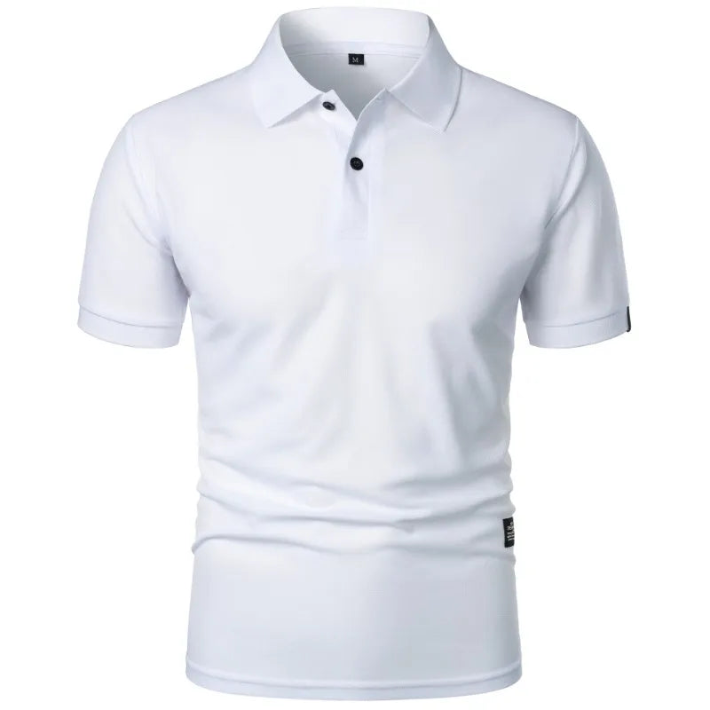 Summer Men's Solid Color Polo Shirt Short Sleeve Lapel Button Tshirts for Men Casual Streetwear Lightweight Jogging Tops - Tasawoq