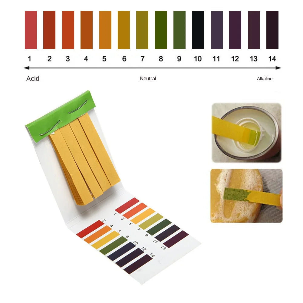 80 Strips Professional 1-14 ph Litmus Paper Ph Test Strips Water Cosmetics Soil Acidity Test Strips with Control Card - Tasawoq