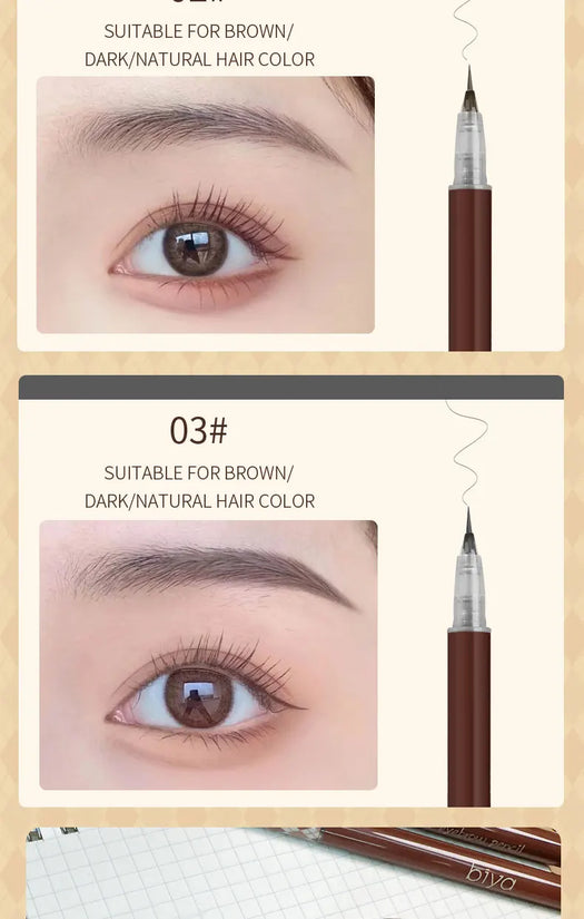 0.01mm Ultra Fine Liquid Eyebrow Pen Waterproof Natural Color Not Smudge Eyebrow BIYA Makeup Pencil - Tasawoq