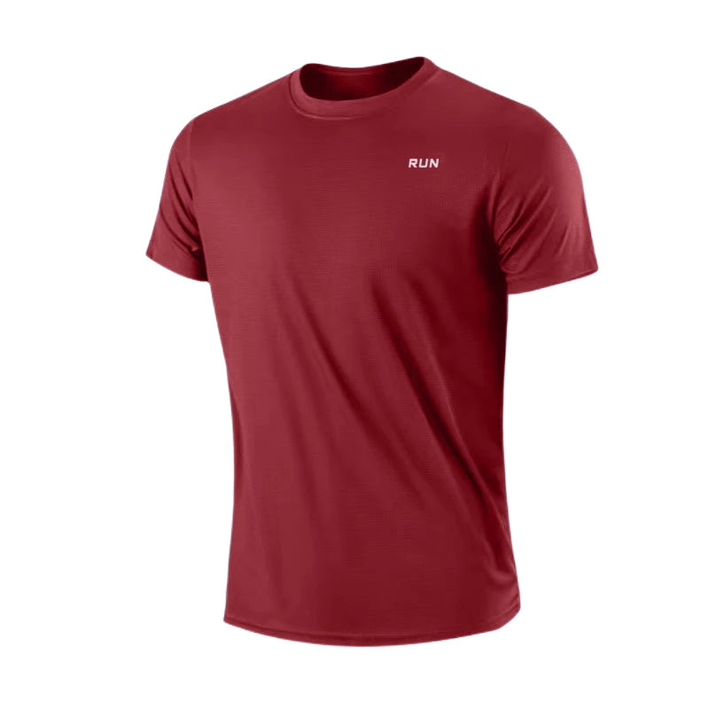 Men's Quick Dry Short Sleeve Gym Running Moisture Wicking Round Neck T-Shirt Training Exercise Gym Sport Shirt Tops Lightweight - Tasawoq