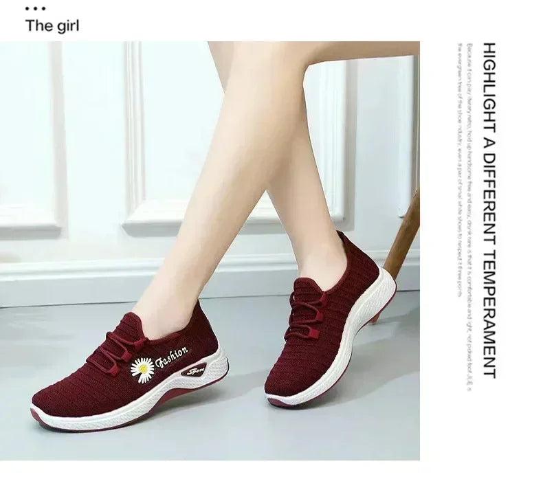 Adult sneakers, women's light running shoes, net shoes, comfortable soft soled sneakers, women's breathable casual single shoes - Tasawoq