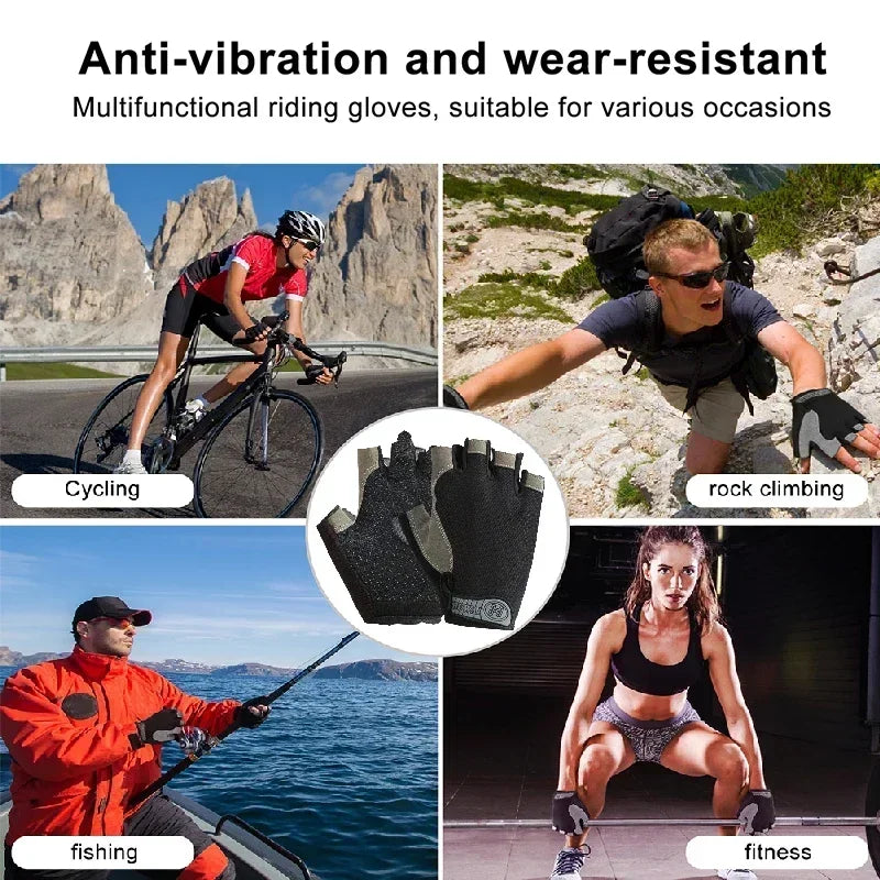 Gym Gloves Fitness Training Fingerless Men Women Bodybuilding Exercise Sports Gloves for Cycling Bicycle Anti Slip Breathable - Tasawoq