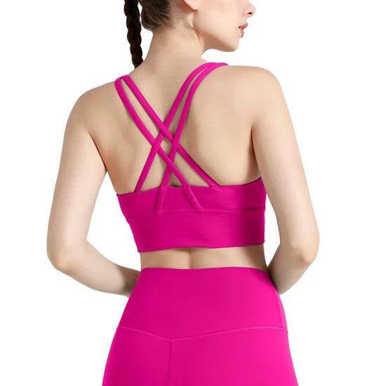 New Summer Sexy Sports Bras Women Fitness Vest Sports Top Cross Back Yoga Bra Running Fitness Breathable Shockproof Yoga Bra - Tasawoq