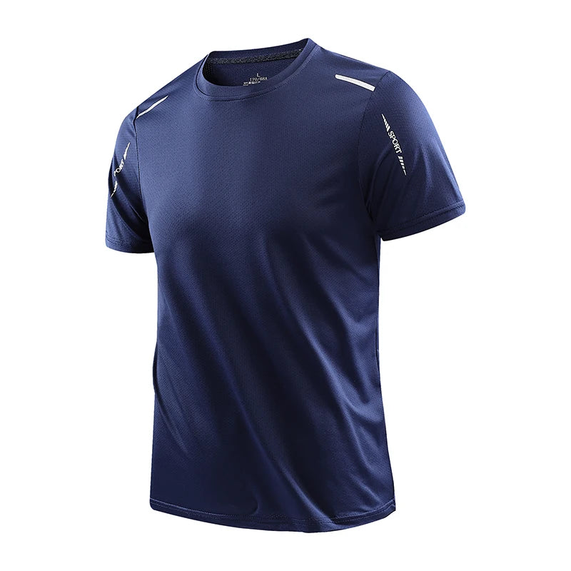 CHRLCK Men's Running Quick Drying T-shirts Breathable Hiking Fishing Tees Soft Elasticity Outdoor Sports Short Shirt Summer - Tasawoq