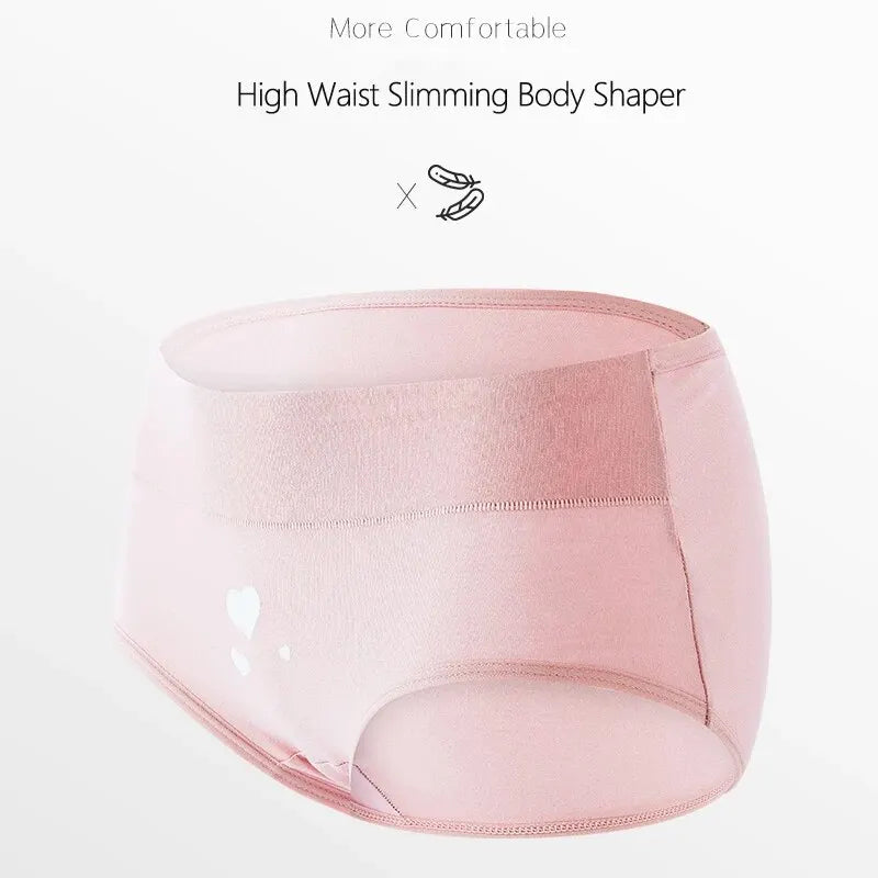 4Pcs Women's Panties High Waist Underwear Fashion Print Girls Briefs Breathable Cotton Panty Plus Size M-5XL Female Lingerie - Tasawoq