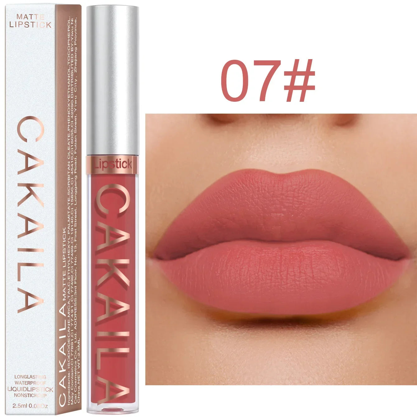 1PC Velvet Matte Lipstick Lip Gloss Light Red Liquid Lip Tint Cream Pigment Long Lasting Silky Texture Lips Women's Cosmetics - Tasawoq
