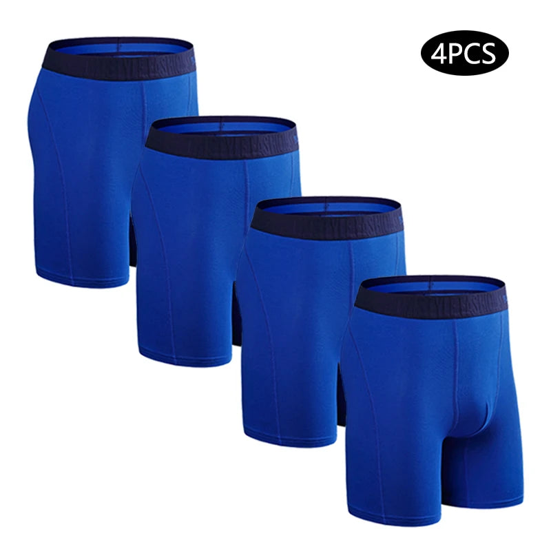 4pcs long boxers for men underwear plus size Men's panties sexy long leg underpants cotton Mens boxer shorts fashion male Trunk - Tasawoq