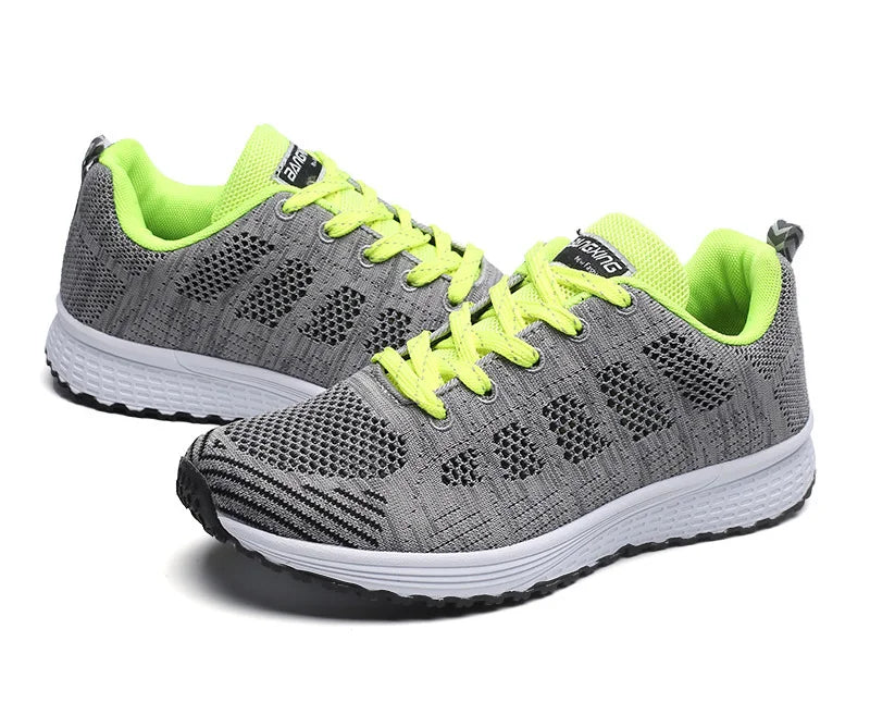 Women Casual Shoes Fashion Breathable Walking Mesh Flat Shoes Sneakers Women 2021 Gym Vulcanized Shoes White Female Footwear - Tasawoq