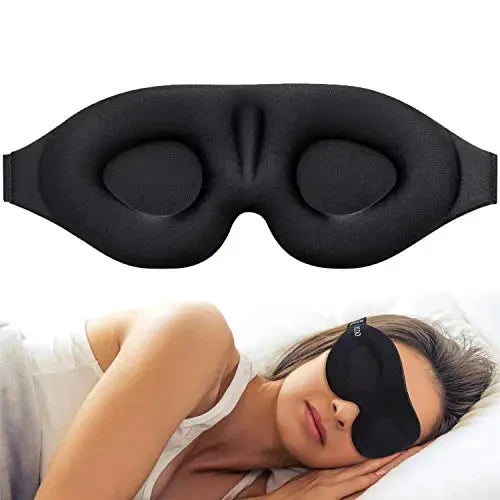 Eye Mask for Sleeping 3D Contoured Cup Blindfold Concave Molded Night Sleep Mask Block Out Light with Women Men with Earplugs - Tasawoq